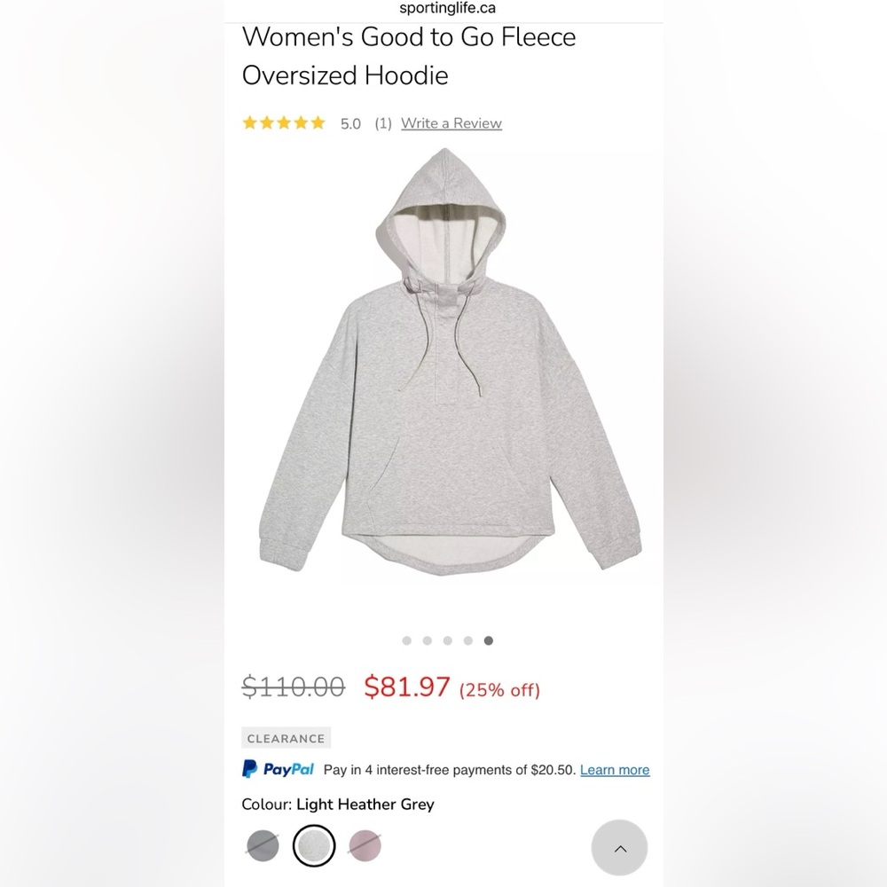 Knix Women's Light Gray Oversized Hoodie